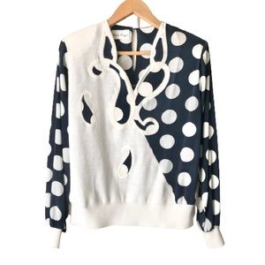 Vtg 80's Giant Polka Dot Paisley Yin Yang Pullover